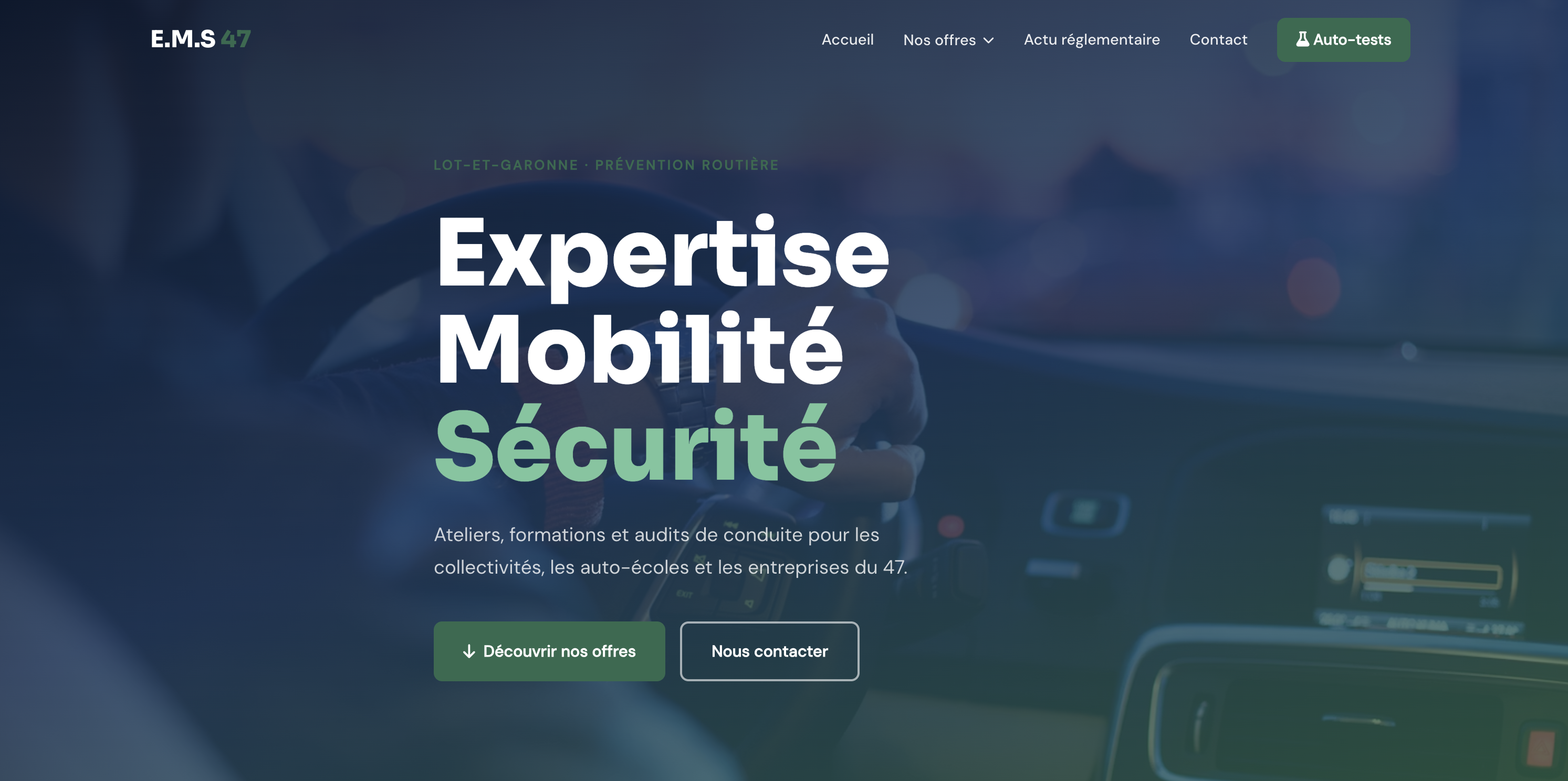 Site vitrine formateur sécurité routière — analyse de pratique